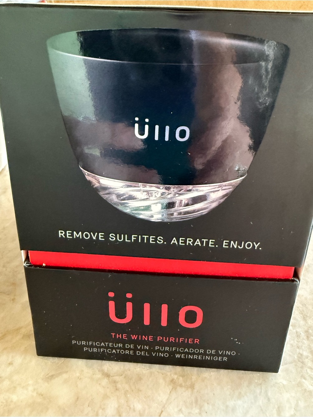 Gift for wine drinkers!  Üllo Wine Purifier - Black with Red Accents